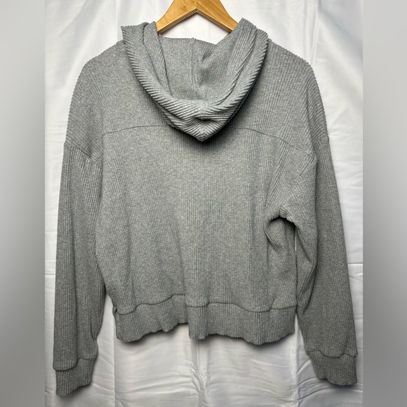 GAP Gray Ribbed Knit Hoodie SizeM - Picture 5 of 5
